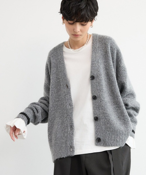 BARNYARDSTORM（バンヤードストーム）の「BARNYARDSTORM / シャギーニットカーディガン（カーディガン/ボレロ・レディース・チャコール/ブラック・FREE）」の4枚目の写真