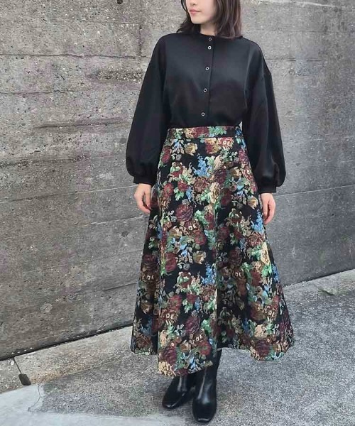 Bleu Bleuet(ブルーブルーエ)の「ゴブランスカート(スカート・レディース・ブラック/アイボリー/ブルーグリーン・FREE)」の11枚目の写真