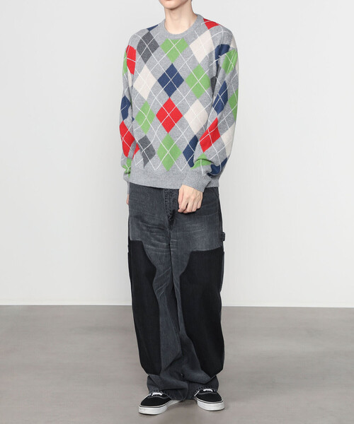 Bshop（ビショップ）の「078 CITE | アーガイル ニットプルオーバー MEN（ニット/セーター・メンズ・ベージュ/グレー/ブラック・L/M）」の8枚目の写真