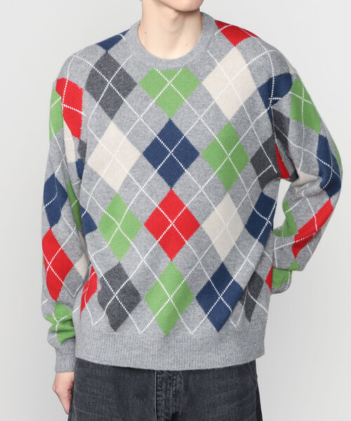 Bshop（ビショップ）の「078 CITE | アーガイル ニットプルオーバー MEN（ニット/セーター・メンズ・ベージュ/グレー/ブラック・L/M）」の2枚目の写真