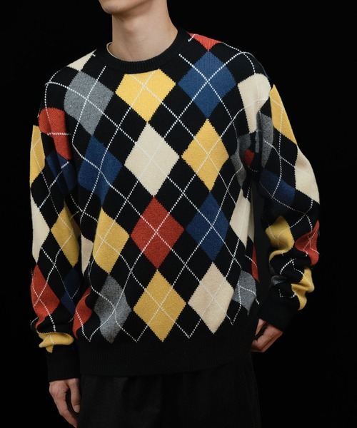 078 CITE | アーガイル ニットプルオーバー MEN（ニット/セーター