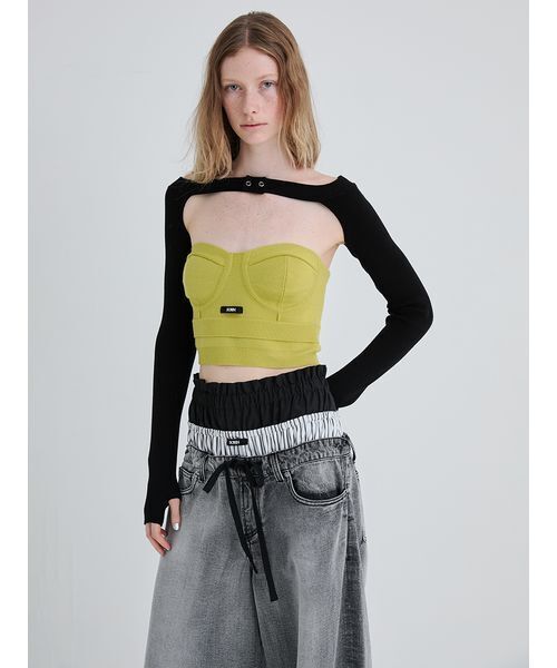 SORIN(ソリン )の「Milano Rib Knit Bustier/ミラノリブニットビスチェ(ニット/セーター・レディース・ブラウン/ライム/ダークグレー・38)」の4枚目の写真