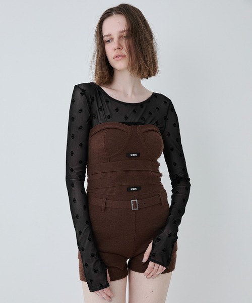 SORIN(ソリン )の「Milano Rib Knit Bustier/ミラノリブニットビスチェ(ニット/セーター・レディース・ブラウン/ライム/ダークグレー・38)」の2枚目の写真