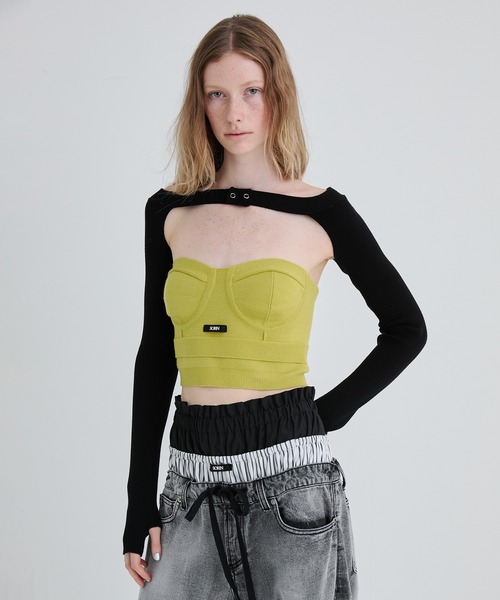 SORIN(ソリン )の「Milano Rib Knit Bustier/ミラノリブニットビスチェ(ニット/セーター・レディース・ブラウン/ライム/ダークグレー・38)」の3枚目の写真