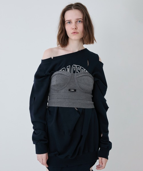 SORIN(ソリン )の「Milano Rib Knit Bustier/ミラノリブニットビスチェ(ニット/セーター・レディース・ブラウン/ライム/ダークグレー・38)」の1枚目の写真