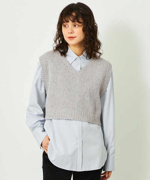 MACKINTOSH PHILOSOPHY(マッキントッシュ フィロソフィー)の「GREY LABEL ローゲージショートベスト(ベスト・レディース・グレー/チャコールグレー・2)」の1枚目の写真