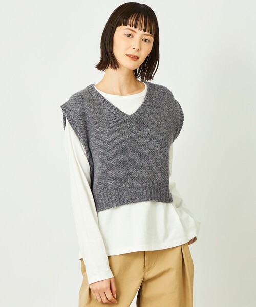 MACKINTOSH PHILOSOPHY(マッキントッシュ フィロソフィー)の「GREY LABEL ローゲージショートベスト(ベスト・レディース・グレー/チャコールグレー・2)」の2枚目の写真