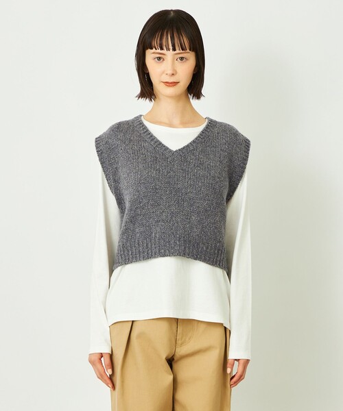 MACKINTOSH PHILOSOPHY(マッキントッシュ フィロソフィー)の「GREY LABEL ローゲージショートベスト(ベスト・レディース・グレー/チャコールグレー・2)」の8枚目の写真