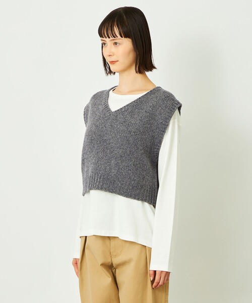 MACKINTOSH PHILOSOPHY(マッキントッシュ フィロソフィー)の「GREY LABEL ローゲージショートベスト(ベスト・レディース・グレー/チャコールグレー・2)」の3枚目の写真