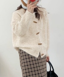 トグルボタンニットカーディガン長袖秋冬服
