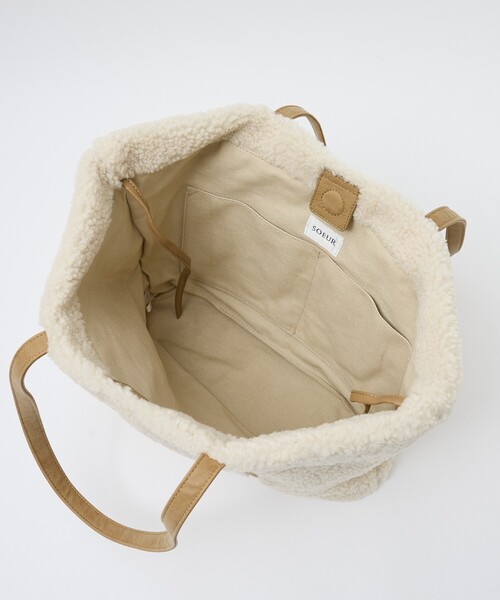 soeur(スール)の「●SOEUR/ボアトートバッグ/ファーバッグ/A4サイズ(トートバッグ・レディース・ベージュ/ブラウン・フリー)」の8枚目の写真