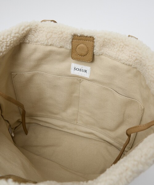 soeur(スール)の「●SOEUR/ボアトートバッグ/ファーバッグ/A4サイズ(トートバッグ・レディース・ベージュ/ブラウン・フリー)」の9枚目の写真