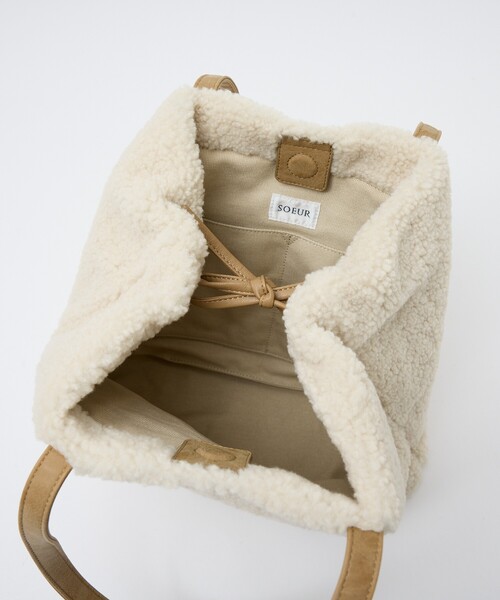 soeur(スール)の「●SOEUR/ボアトートバッグ/ファーバッグ/A4サイズ(トートバッグ・レディース・ベージュ/ブラウン・フリー)」の10枚目の写真