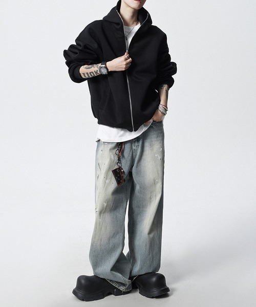 JOHNNY WOLF(ジョニーウルフ)の「DELLING スウェット ジップアップ パーカー(パーカー・メンズ・ブラック/ライトグレー・XL/L/M)」の9枚目の写真