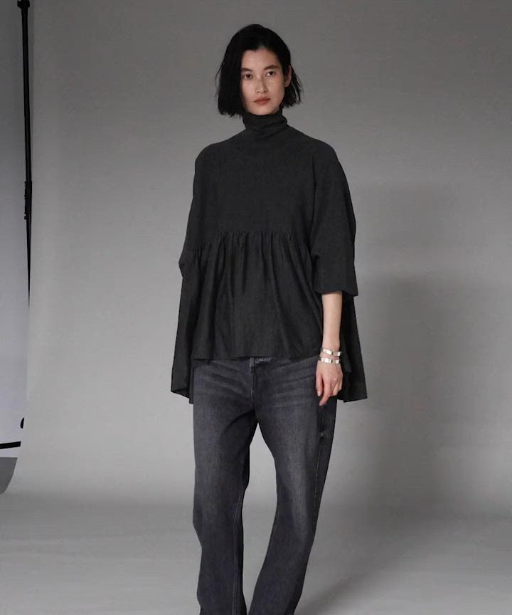 カレンソロジー 大人気✨2024AW ハイネックギャザーニットプルオーバー Curensology（カレンソロジー） ニット セーター /ハイネックギャザー