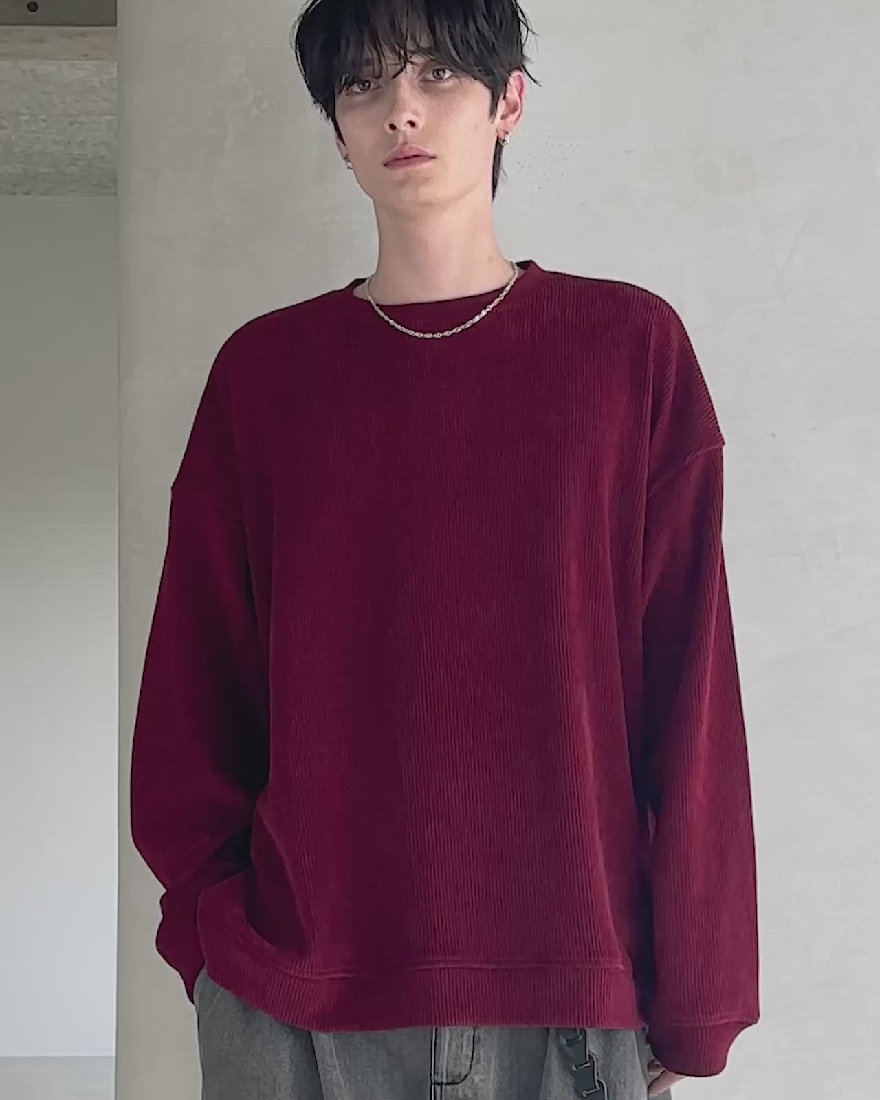 25AW】カットコーデュロイ/ヴィンテージ加工クルーネックプルオーバー