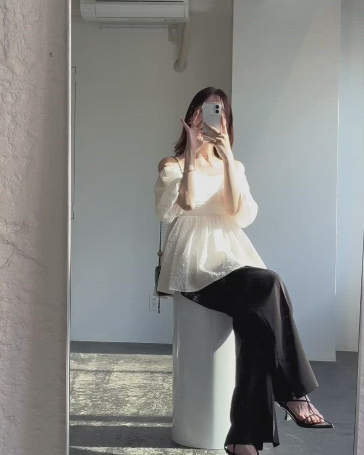 2wayオフショルジャガードペプラムトップス（シャツ/ブラウス）｜Meiru