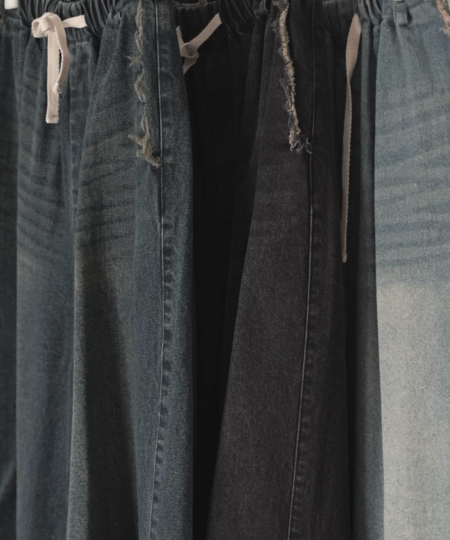 RUUBON】parachute fringe denim pants / パラシュートフリンジデニム 