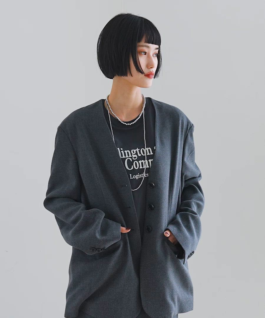 セール】TRノーカラージャケット 455469（テーラードジャケット