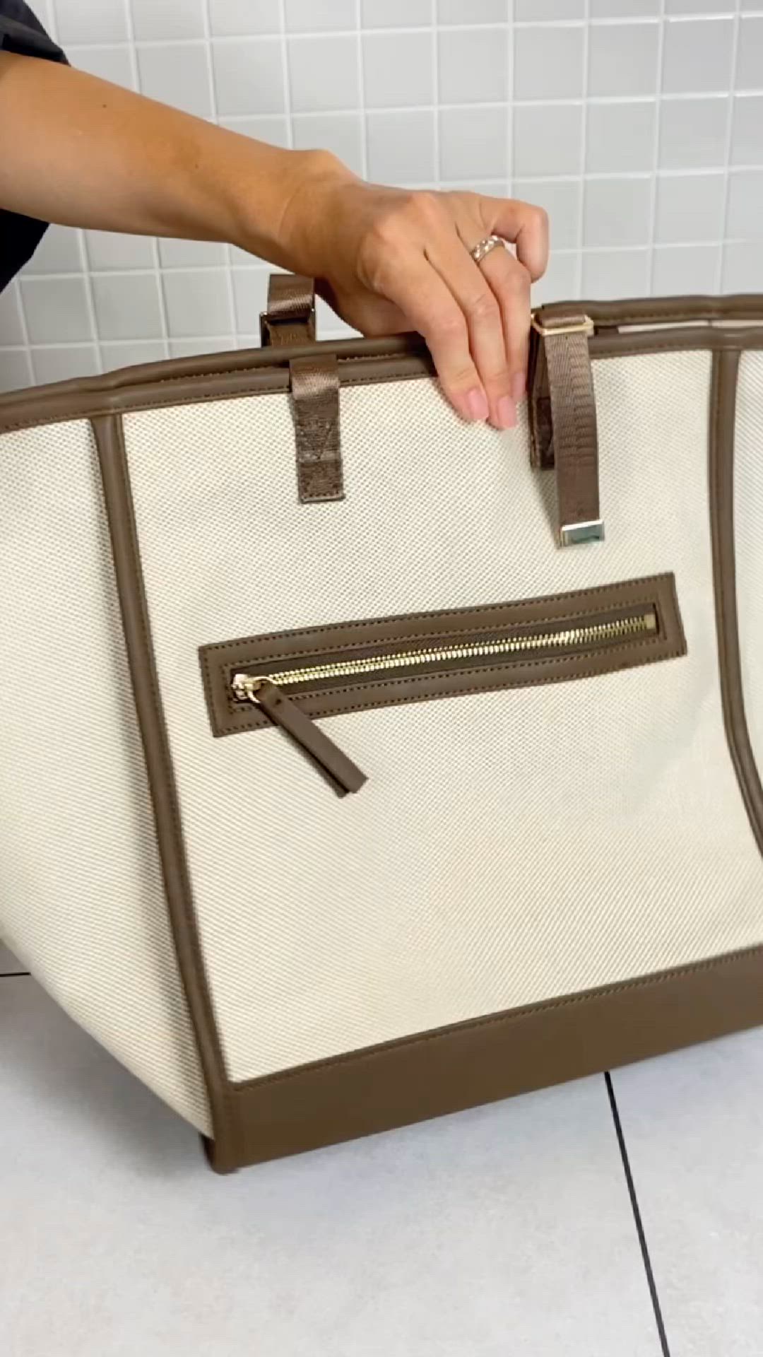 ○バイカラー大容量＆軽量 キャンバストートバッグ Lサイズ お仕事