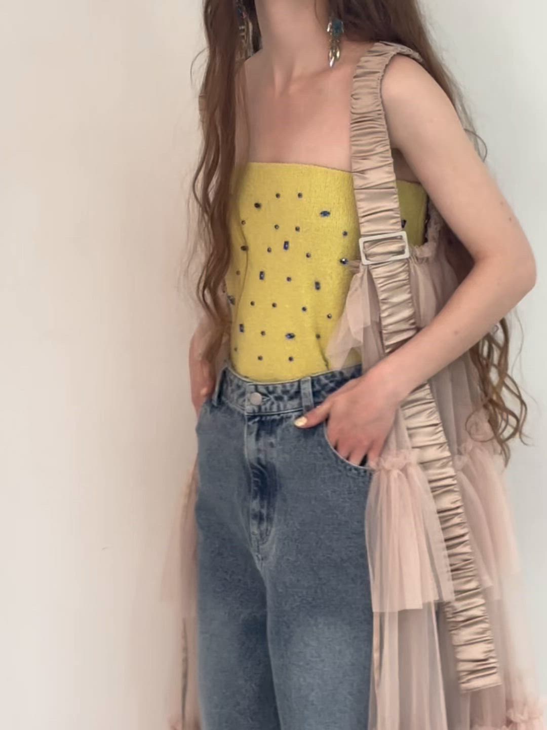 シースルーボリュームチュールデザインジレ（ベスト）｜J1U by LA