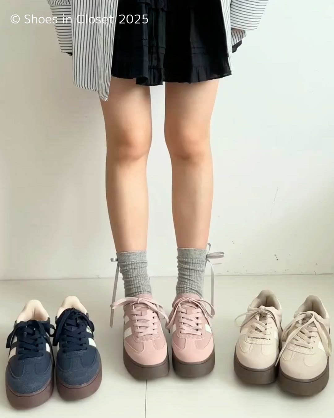 セール】【新色2色入荷】軽量厚底 ベーシック ダブルライン スニーカー
