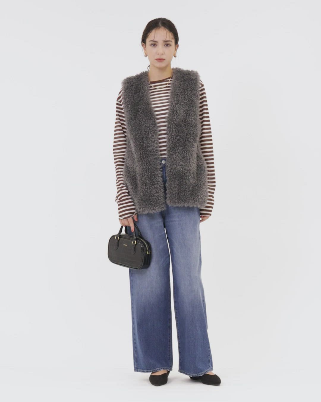 ラグ　スピックアンドスパン、グリーンレーベル　ボアベスト３点 セール】ボア ベスト（ベスト）｜green label relaxing（グリーン