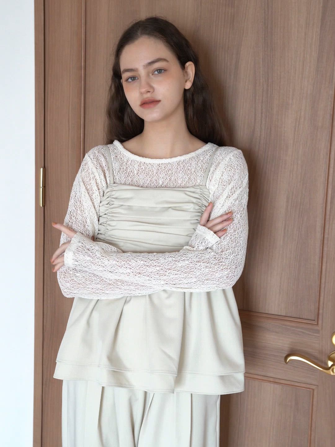 front gathered ruffle bustier/フロントギャザーフリルビスチェ