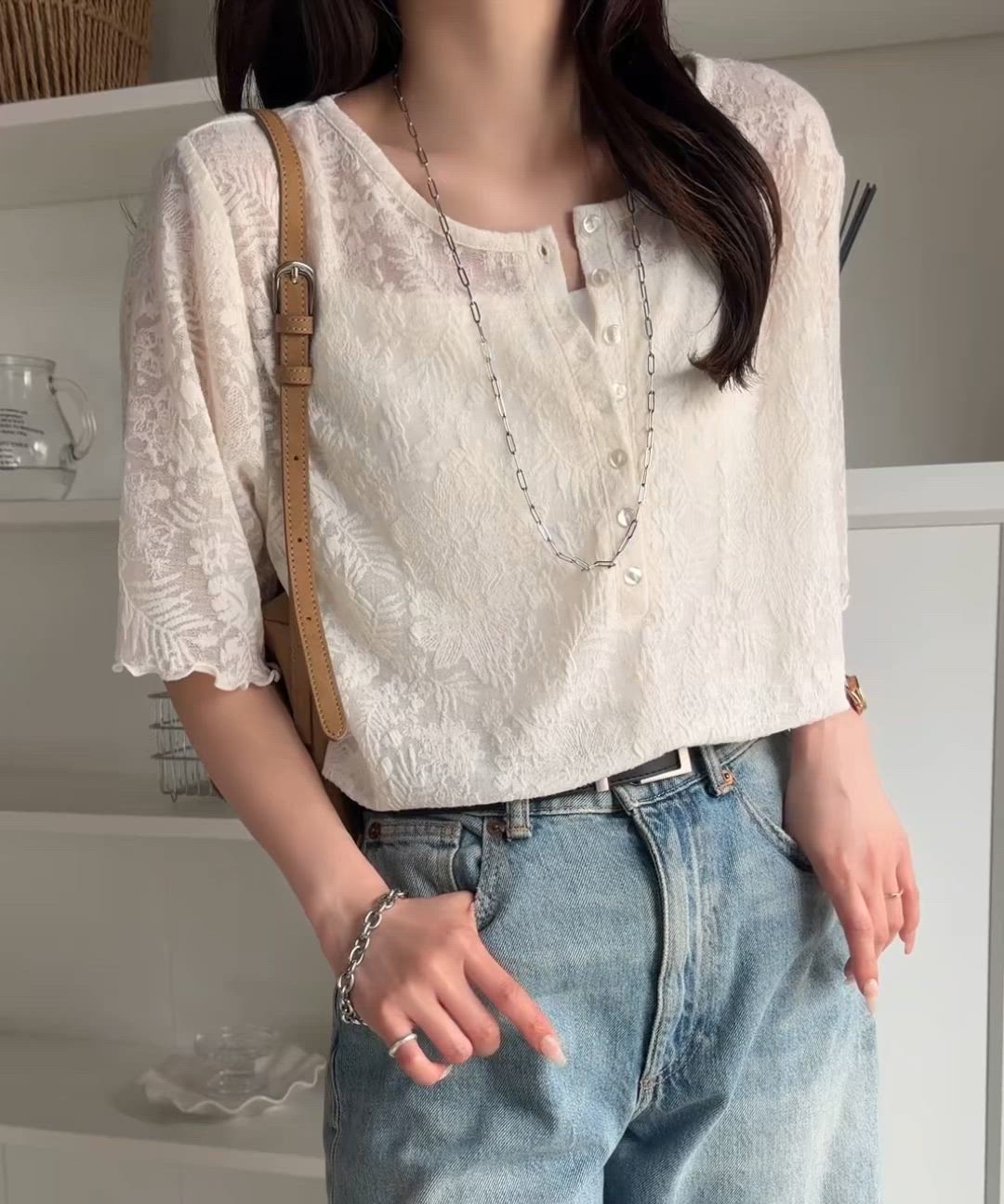 セール】《8月上旬再入荷！予約受付中》シアー花柄ジャガードで魅せる