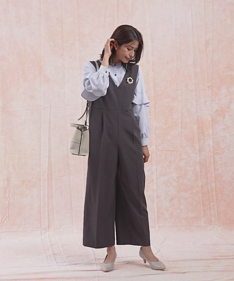 ストレッチオールインワン＊ブラウスセット/581019（つなぎ