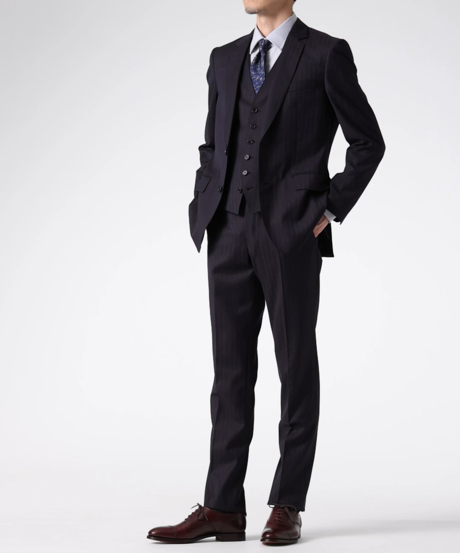 コントラストストライプ 2ボタンスーツ / 253003 1439S（スーツセット