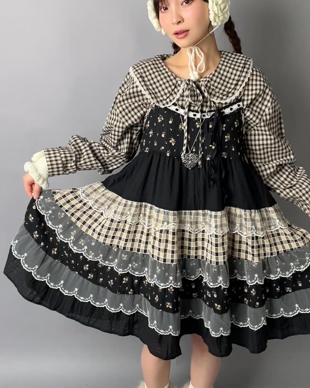 異素材のときめきをぎゅっとヴィンテージ風キャミワンピ（ワンピース