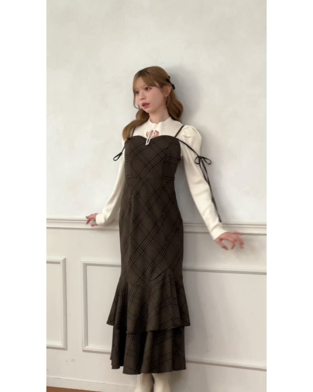 デザインティアードキャミワンピース（ワンピース）｜apres jour