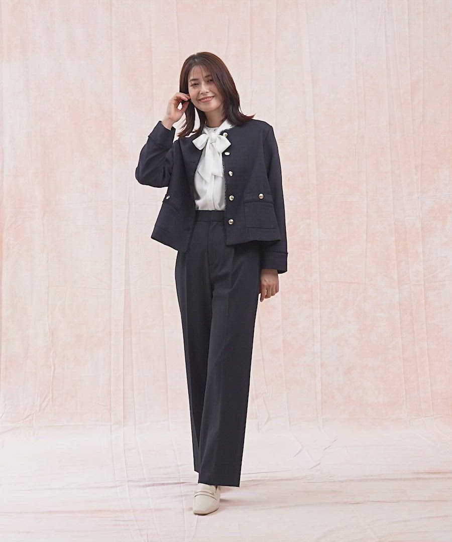 ツイードノーカラージャケット/591838（テーラードジャケット