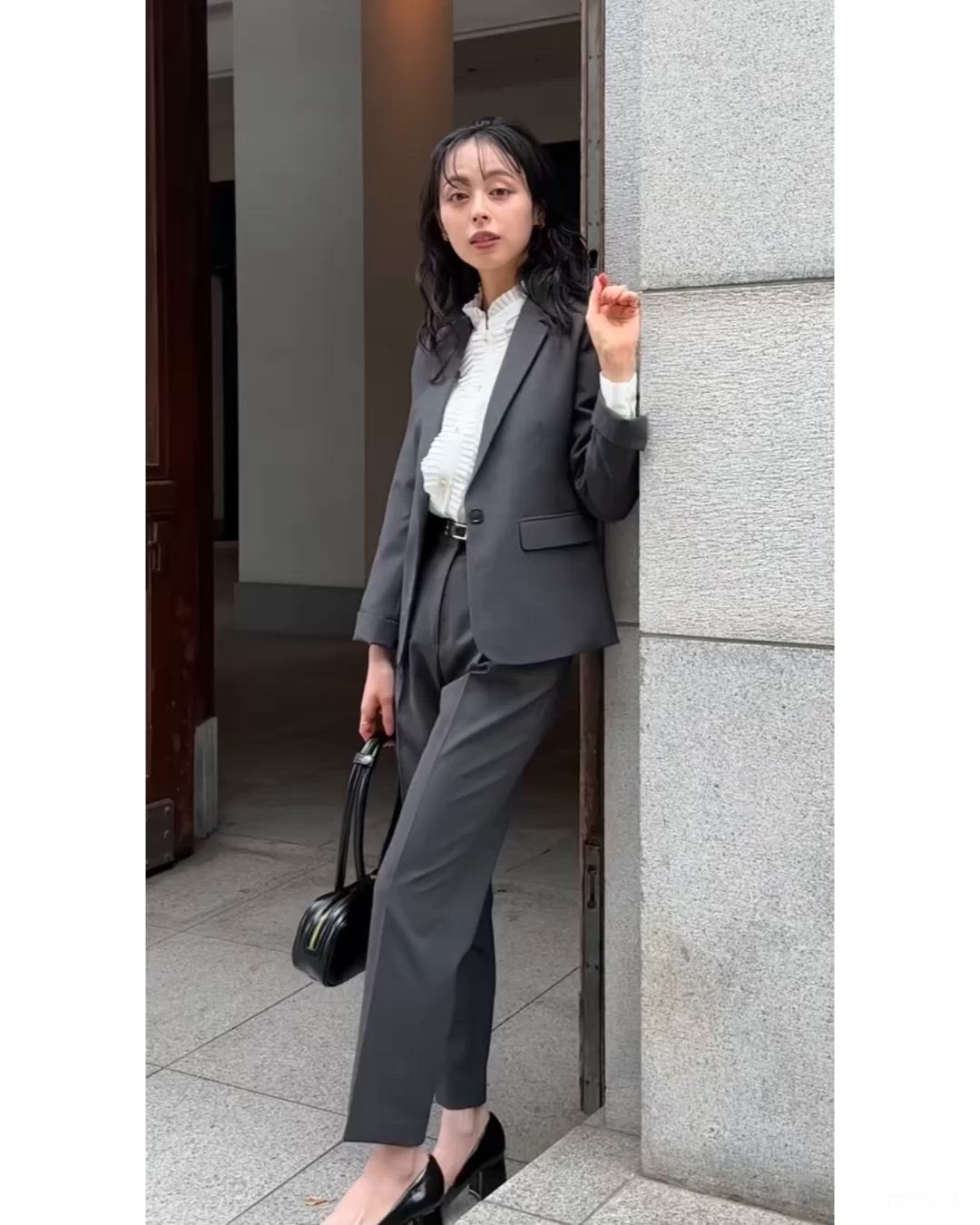 選べる4タイプ洗えるベーシックビジネススーツ テーパードパンツセット