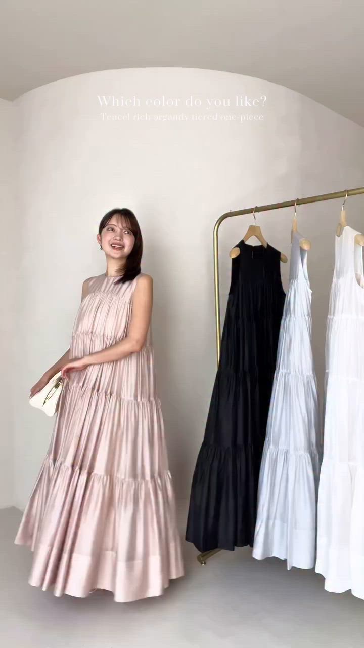 テンセルリッチオーガンティアードワンピース（ワンピース）｜anuans