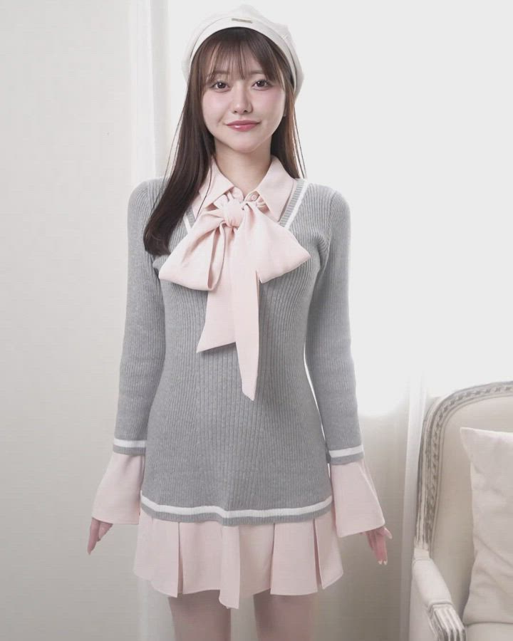 シャツドッキングプリーツワンピース（ワンピース）｜LIPSERVICE