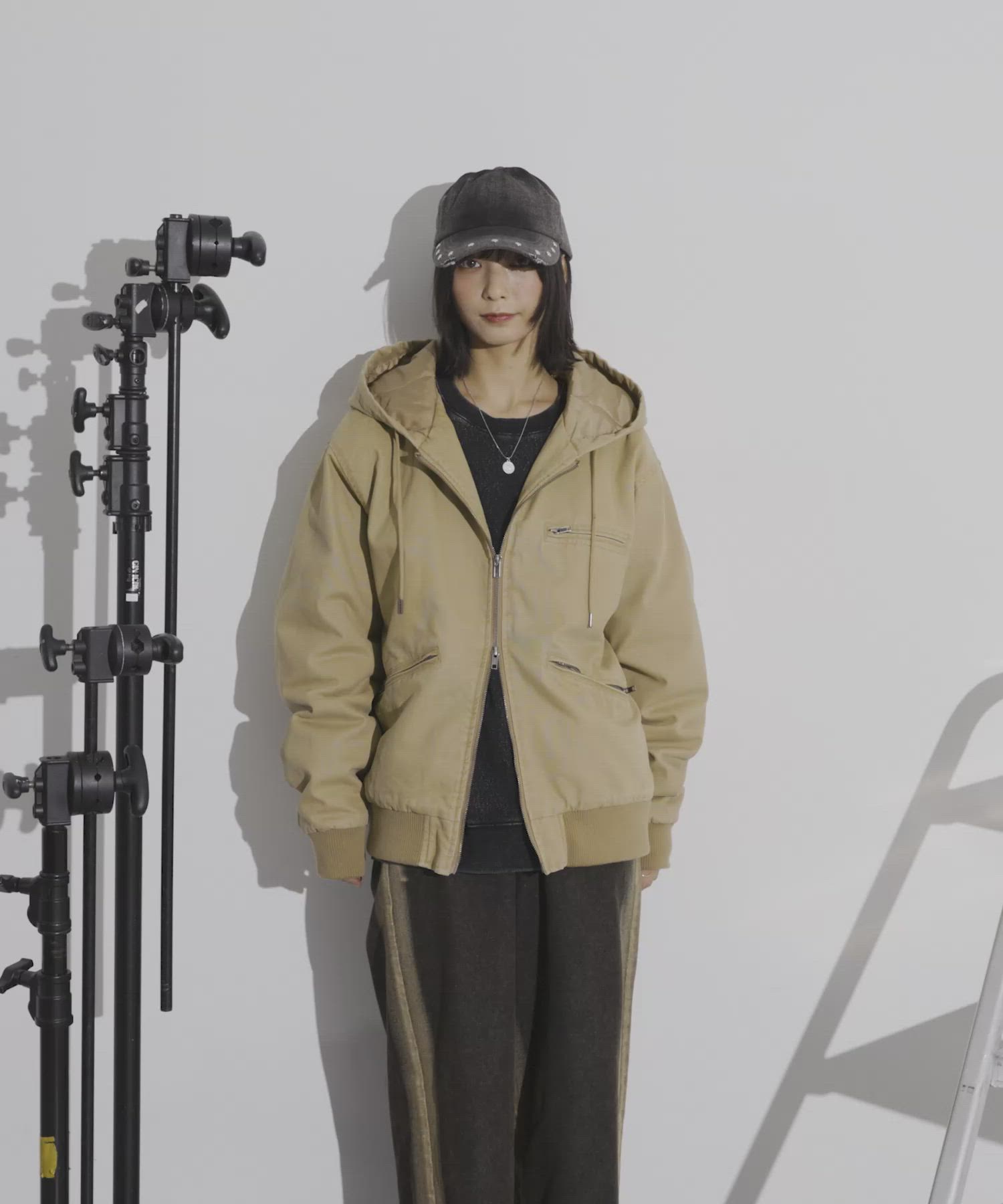 セール】ヴィンテージ加工パッチワークロゴダブルジップアップフード