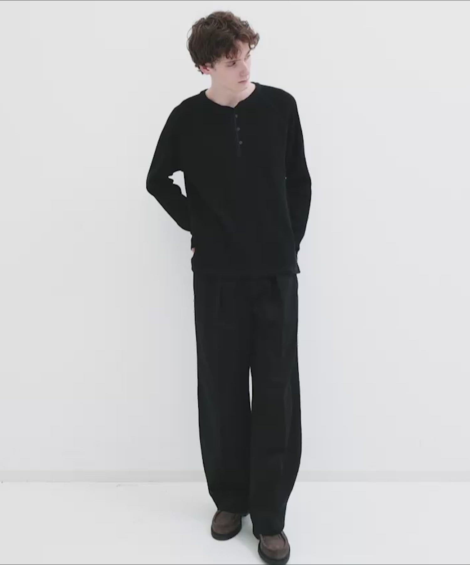 再入荷なし】サーマルヘンリーネックTEE /ロンT/春服/ウォッシャブル 
