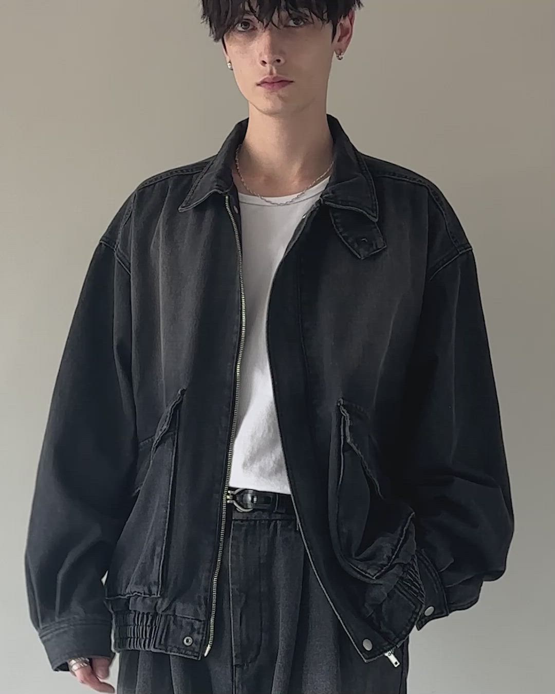 ミリタリーデザイン12オンスデニムショートブルゾン【セットアップ可能