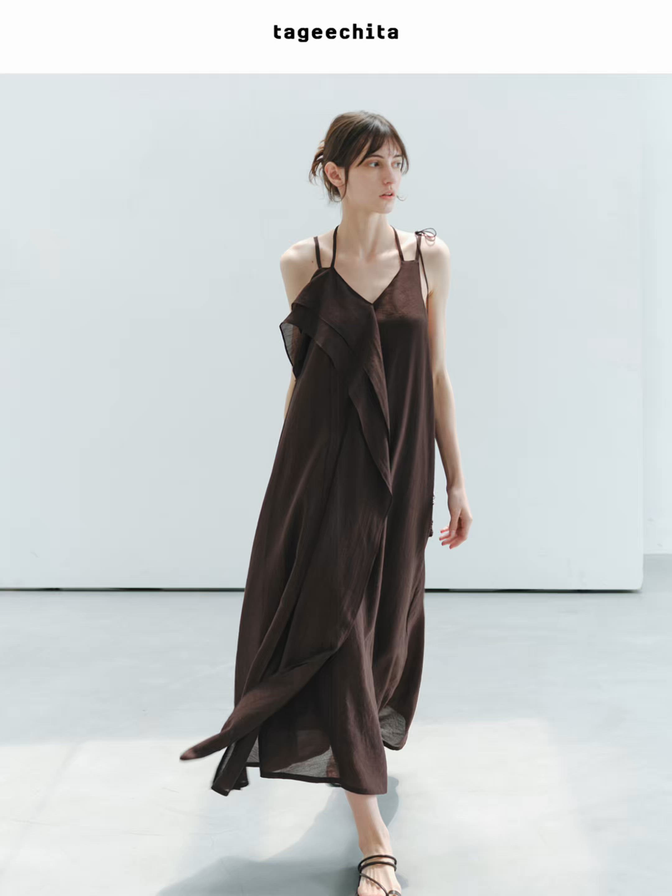 高級韓国ドレス＊Tiara＊バーガンディサテンアシメキャミドレス 107918050_4y9rxtw5.0000000.jpg