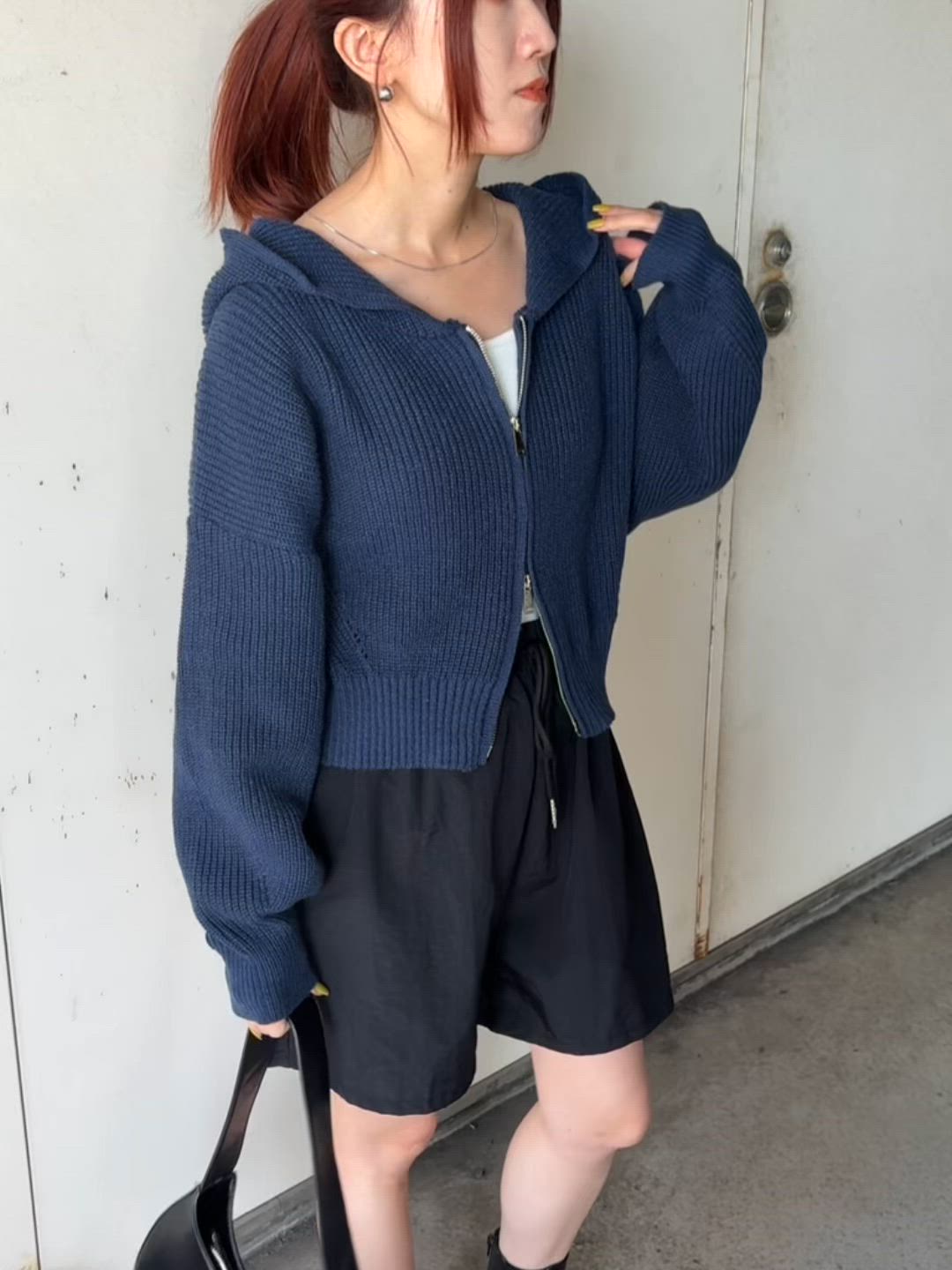 ISOOK / アイスー】ダブルジップニットパーカー / ショート丈