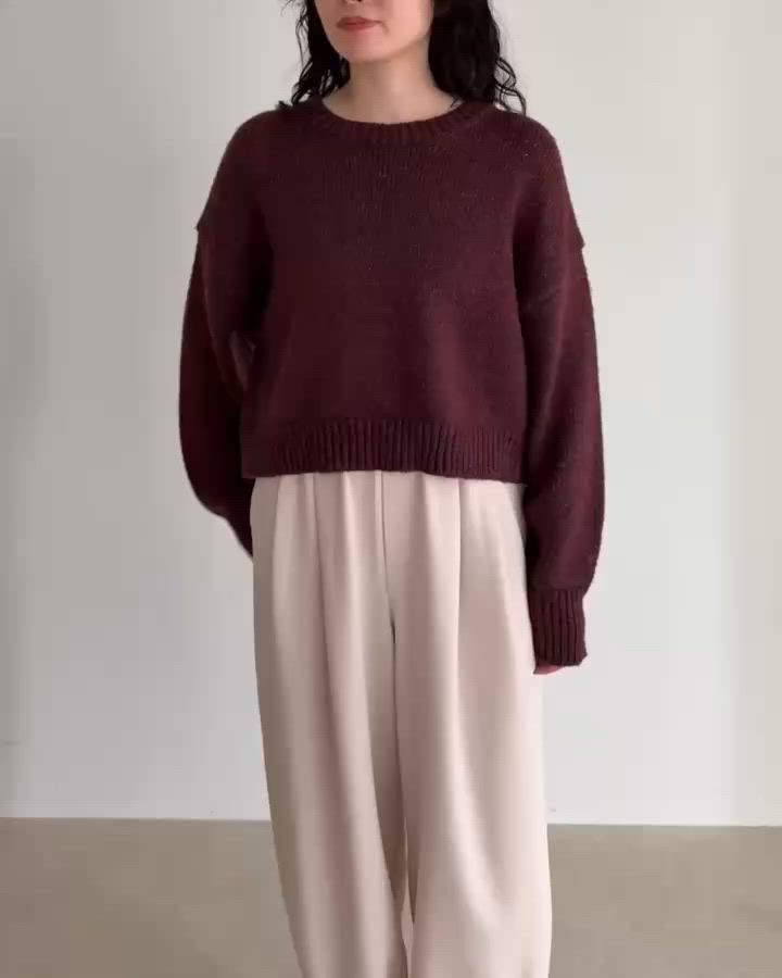 セール】キラキラクロップド丈ニットプルオーバー（ニット/セーター