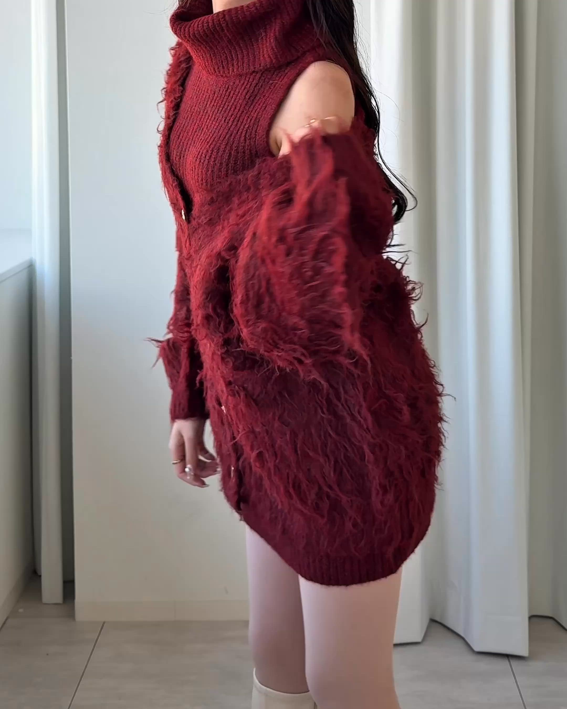 shaggy knit cardigan & one piece set / シャギーニットカーディガン