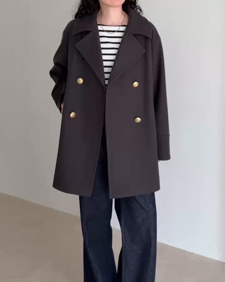 リバイバル/新色追加】ウール混ミドル丈Pコート（ピーコート）｜fredy