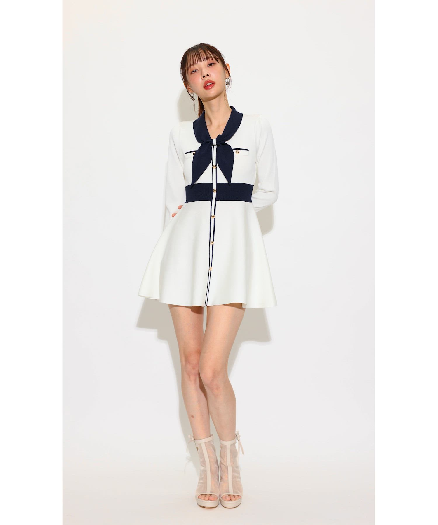 rienda ワンピース ミニ バイカラーミニニットワンピース 春服（ワンピース）｜rienda