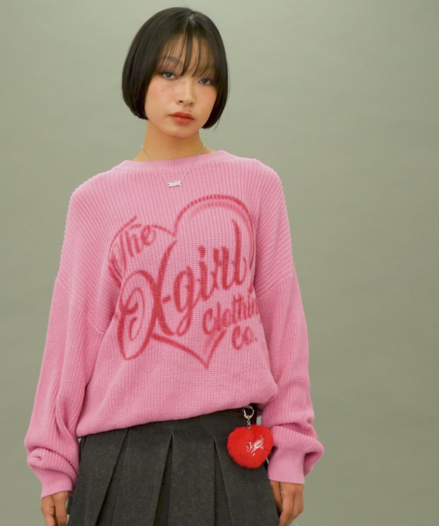 HEART SPRAY LOGO KNIT TOP（ニット/セーター）｜X-girl（エックス