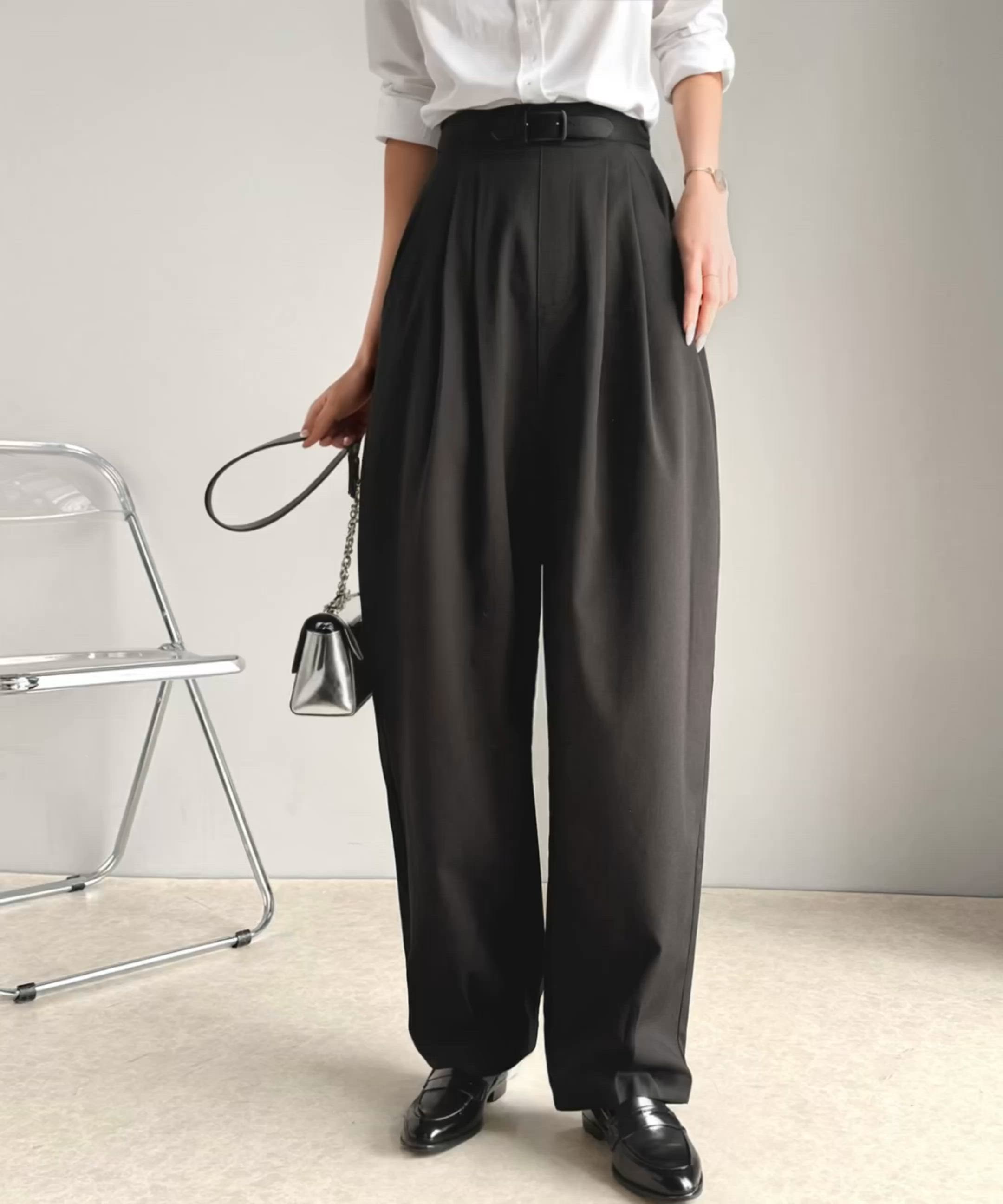 892/821 新品 スラックス パンツ 2点 セール】美脚すっきり見え！2タックカーヴィテーパードスラックス