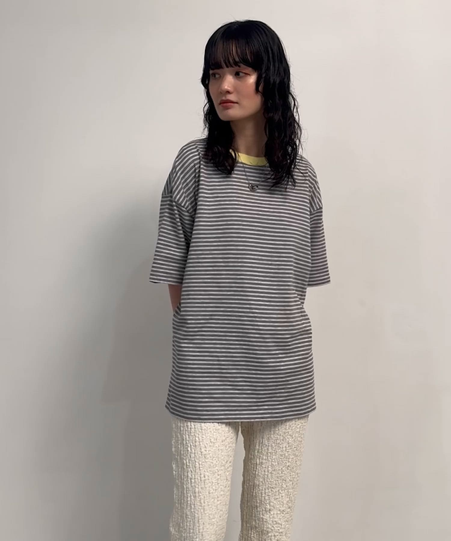 01y UNDER COVER マルチボーダーカットソー 迷彩 初期 レア セール】【forksy.】半袖配色リブオーバーサイズボーダーカットソー