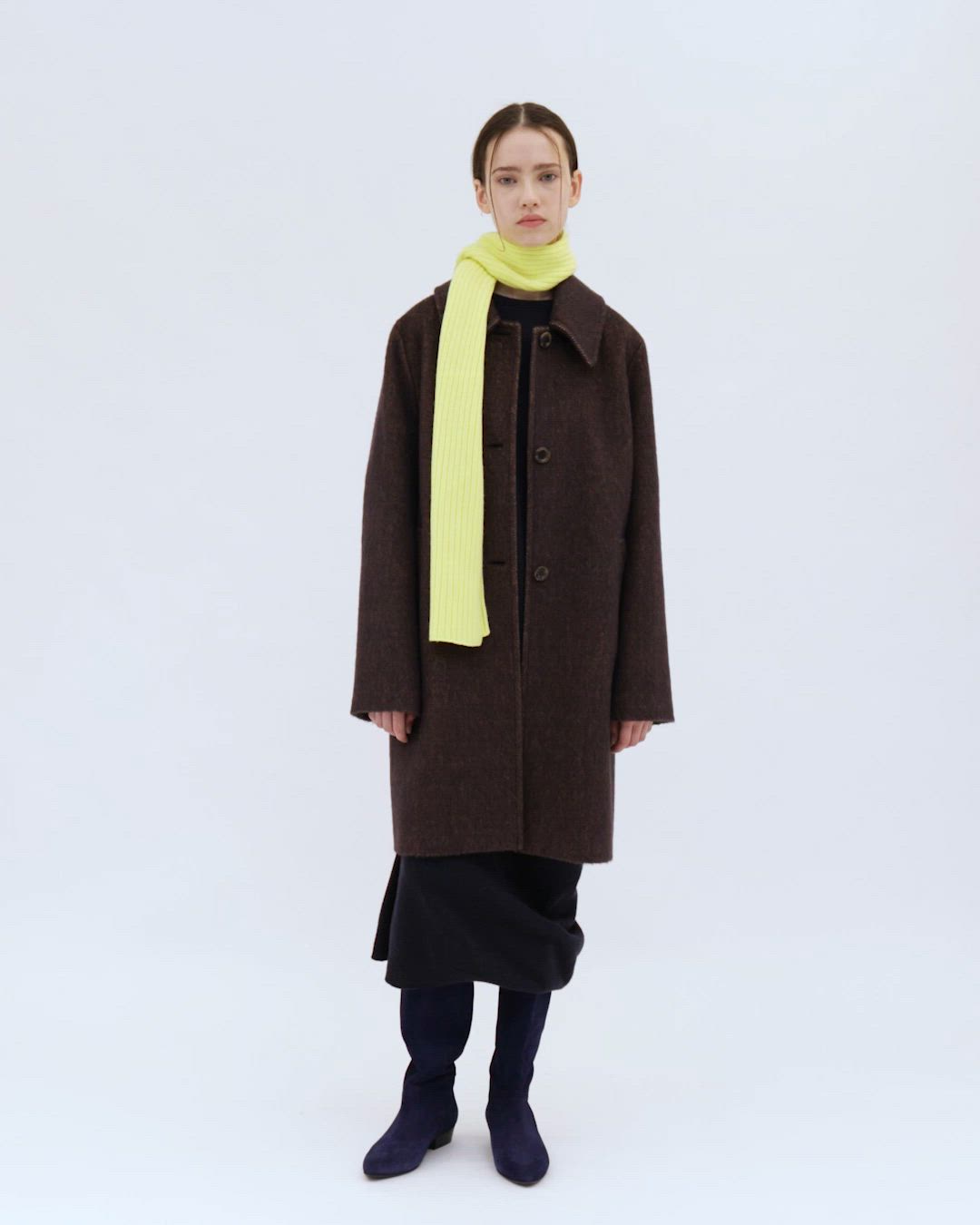 Steven Alan＞ウール モヘヤ ミックス シャギー ミドルコート（ステン